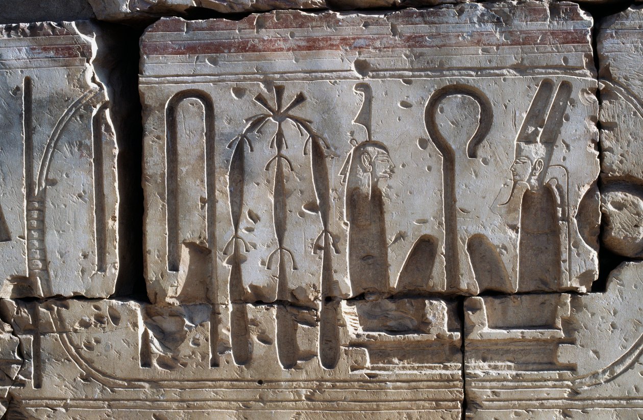 Basrelief, Tempel von Ramses II., Abydos, Ägypten, ägyptische Zivilisation, Neues Reich, Dynastie XIX von Egyptian 19th Dynasty