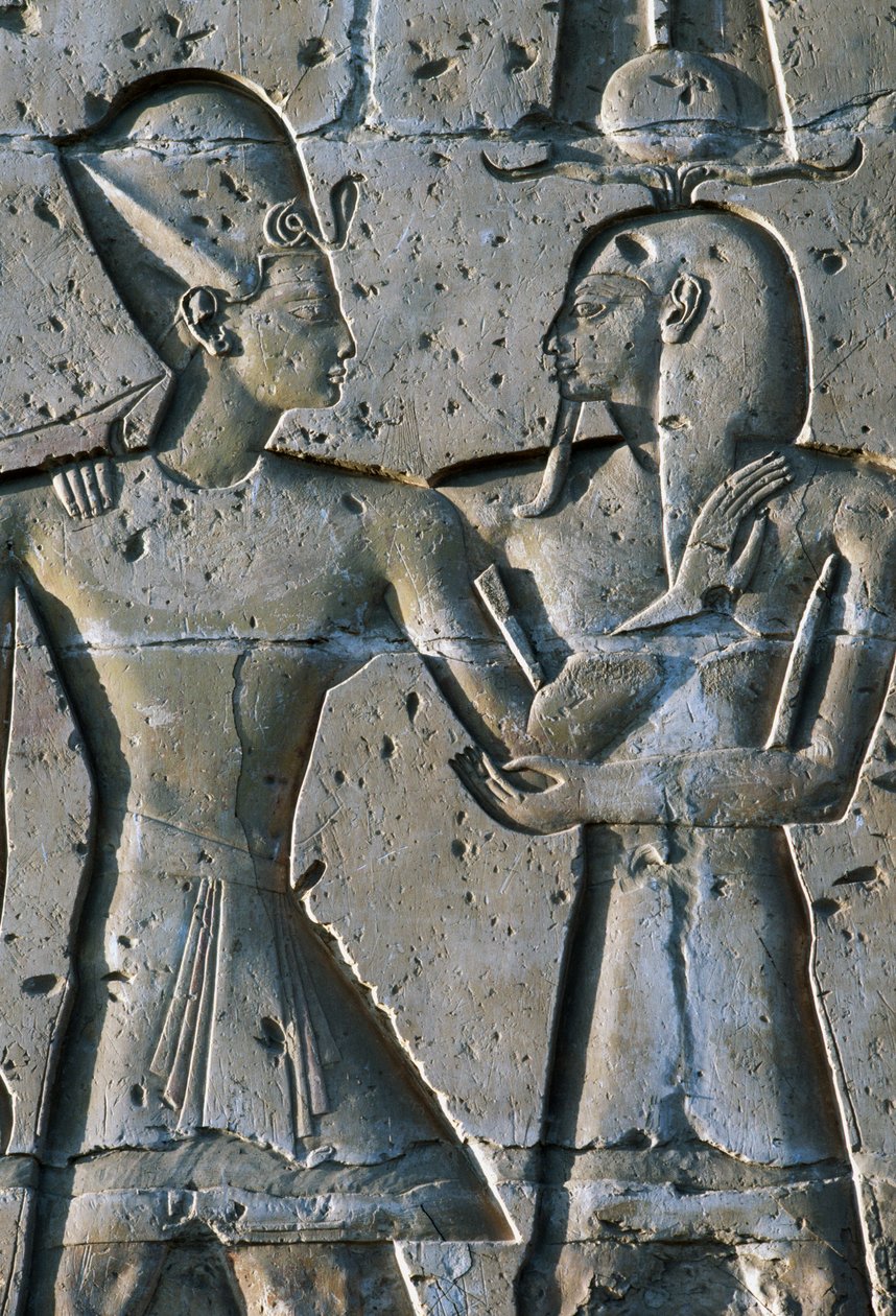 Basrelief, das einen Pharao darstellt, Tempel von Sethos I., oder Großer Tempel von Abydos, Abydos, Ägypten, ägyptische Zivilisation, Neues Reich, 19. Dynastie von Egyptian 19th Dynasty