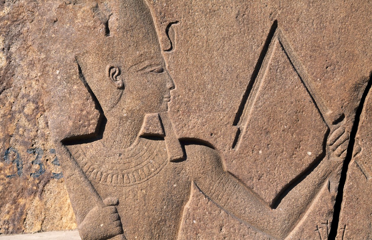 Block mit Reliefs und Inschriften von Ramses II., Großer Tempel des Amun, Tanis, Ägypten, ägyptische Zivilisation, Neues Reich, Dynastie XIX von Egyptian 19th Dynasty