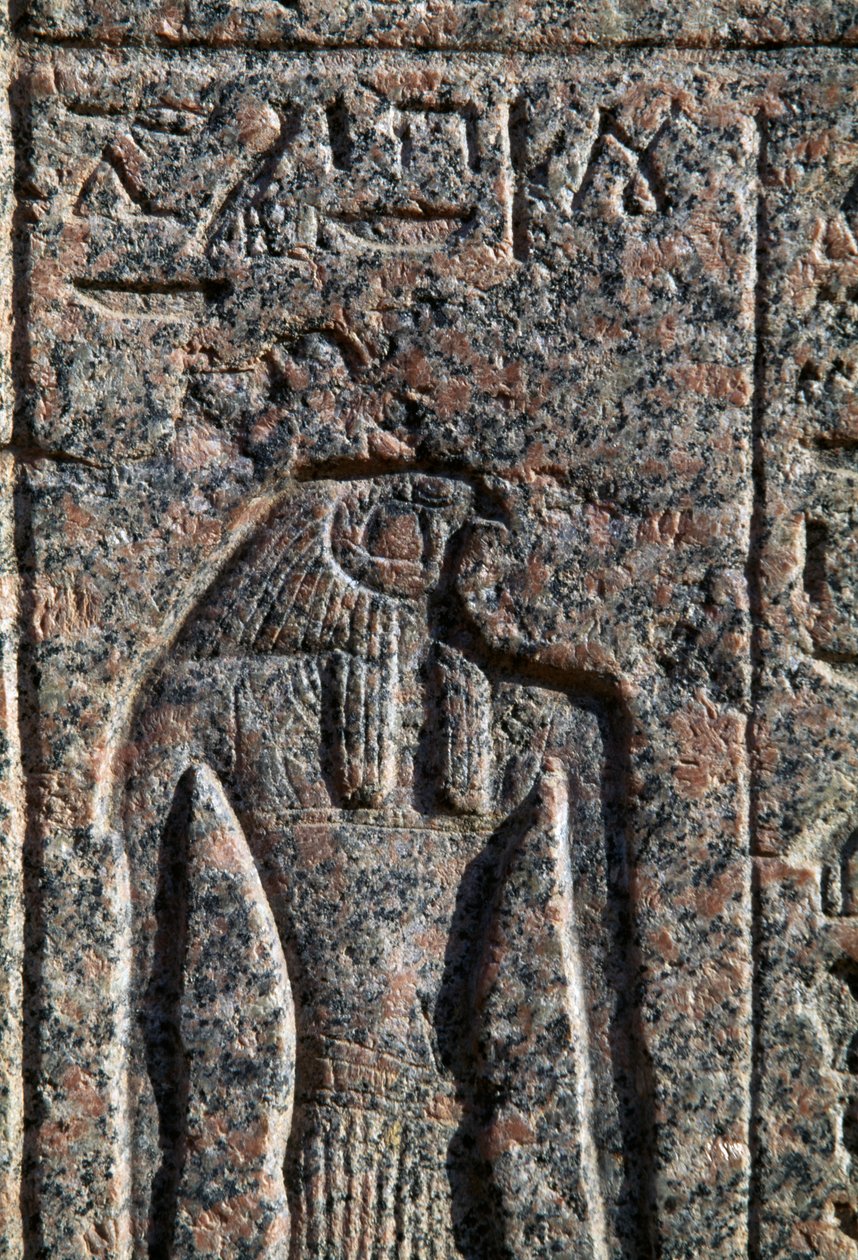 Darstellung von Horus, Inschrift und Relief von Horus und Thoth, Sarkophag von Amenhotep, Memphis, Ägypten, Neues Reich, Dynastie XIX von Egyptian 19th Dynasty