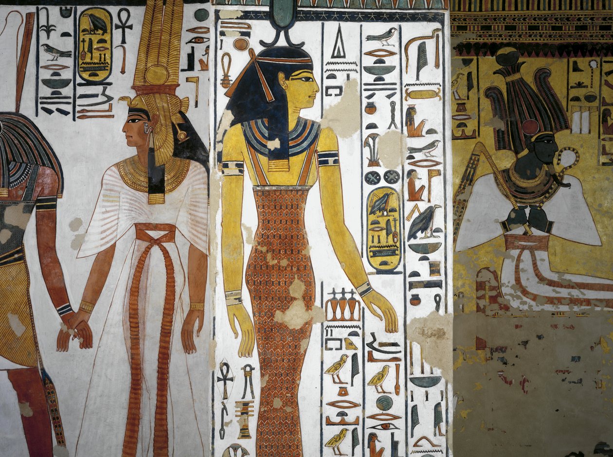 Harsiesi führt die Königin an der Hand, Göttin Neith, Grab von Nefertari, Tal der Königinnen, Theben, Luxor, Ägypten von Egyptian 19th Dynasty