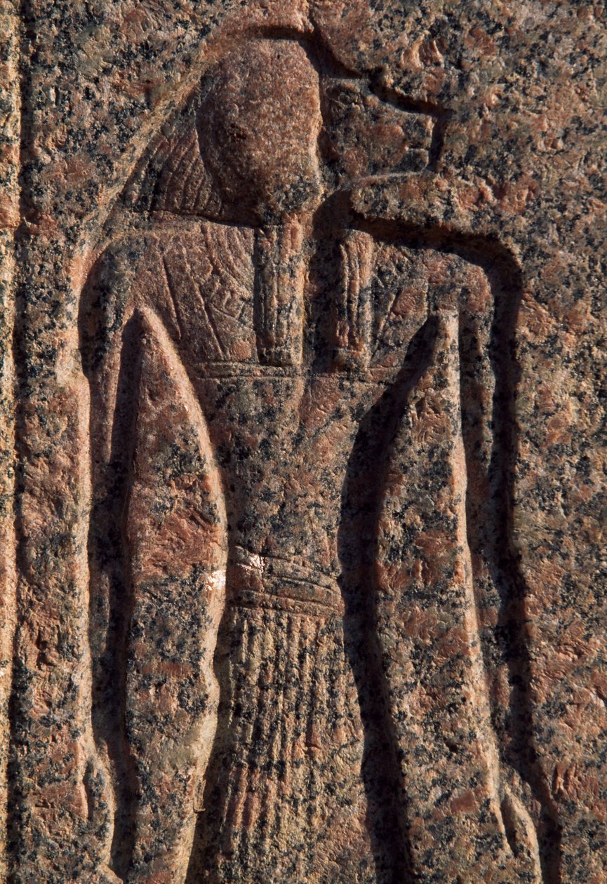 Inschrift und Relief von Anubis und einem anderen Gott, Amenhoteps Sarkophag, Memphis (Unesco-Welterbeliste) von Egyptian 19th Dynasty