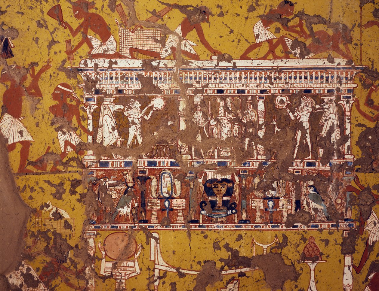 Herstellung eines geschnitzten Biers, Fresko, Grab des Bildhauers Ipy, Deir el-Medina Thebanische Nekropole (UNESCO-Welterbeliste) von Egyptian 19th Dynasty