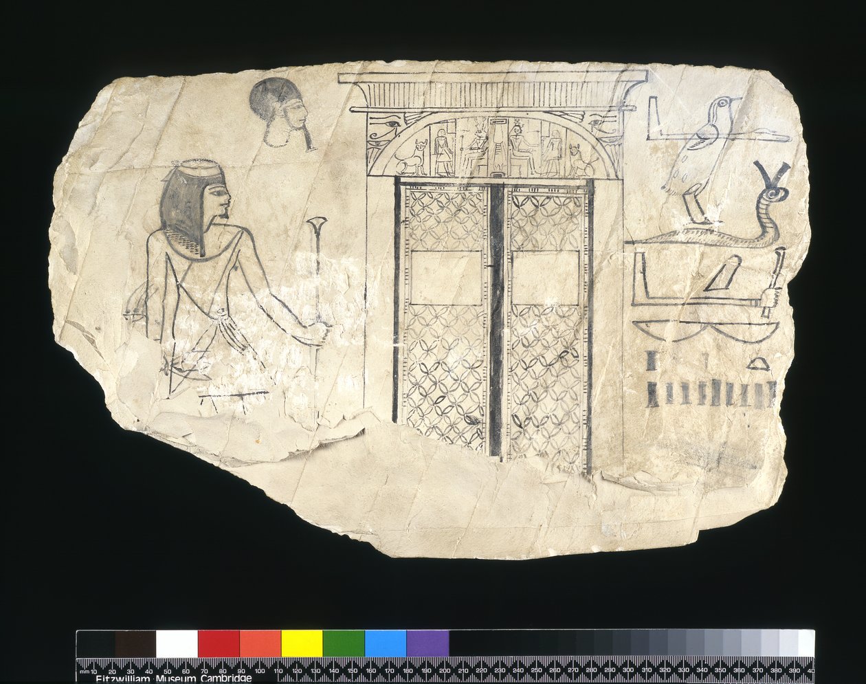 Ostrakon, Neues Reich, um 1295-1186 v. Chr. (bemalter Kalkstein) von Egyptian 19th Dynasty