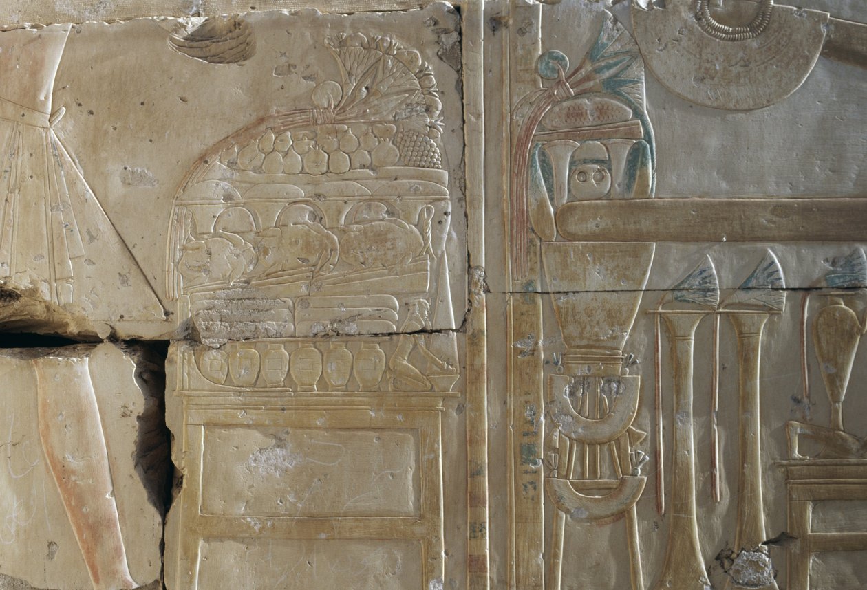 Relief, Tempel von Ramses II, Abydos, Ägypten, ägyptische Zivilisation, Neues Reich, Dynastie XIX von Egyptian 19th Dynasty