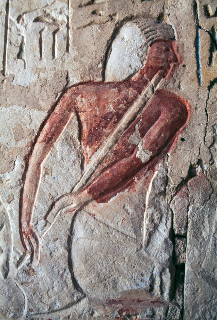 Relief, das einen Flötenspieler darstellt, Leteyas Grab, Saqqara, Ägypten, ägyptische Zivilisation, Neues Reich, Dynastie XIX von Egyptian 19th Dynasty