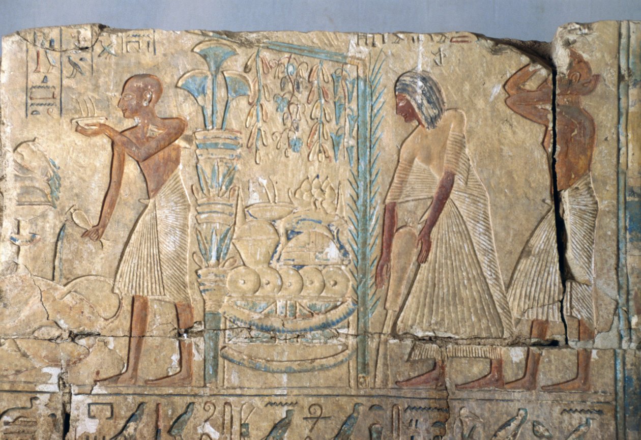 Relief aus dem Grab von Netcherouymes, hoher Beamter von Ramses II, Saqqara, Ägypten, ägyptische Zivilisation, Neues Reich, Dynastie XIX von Egyptian 19th Dynasty