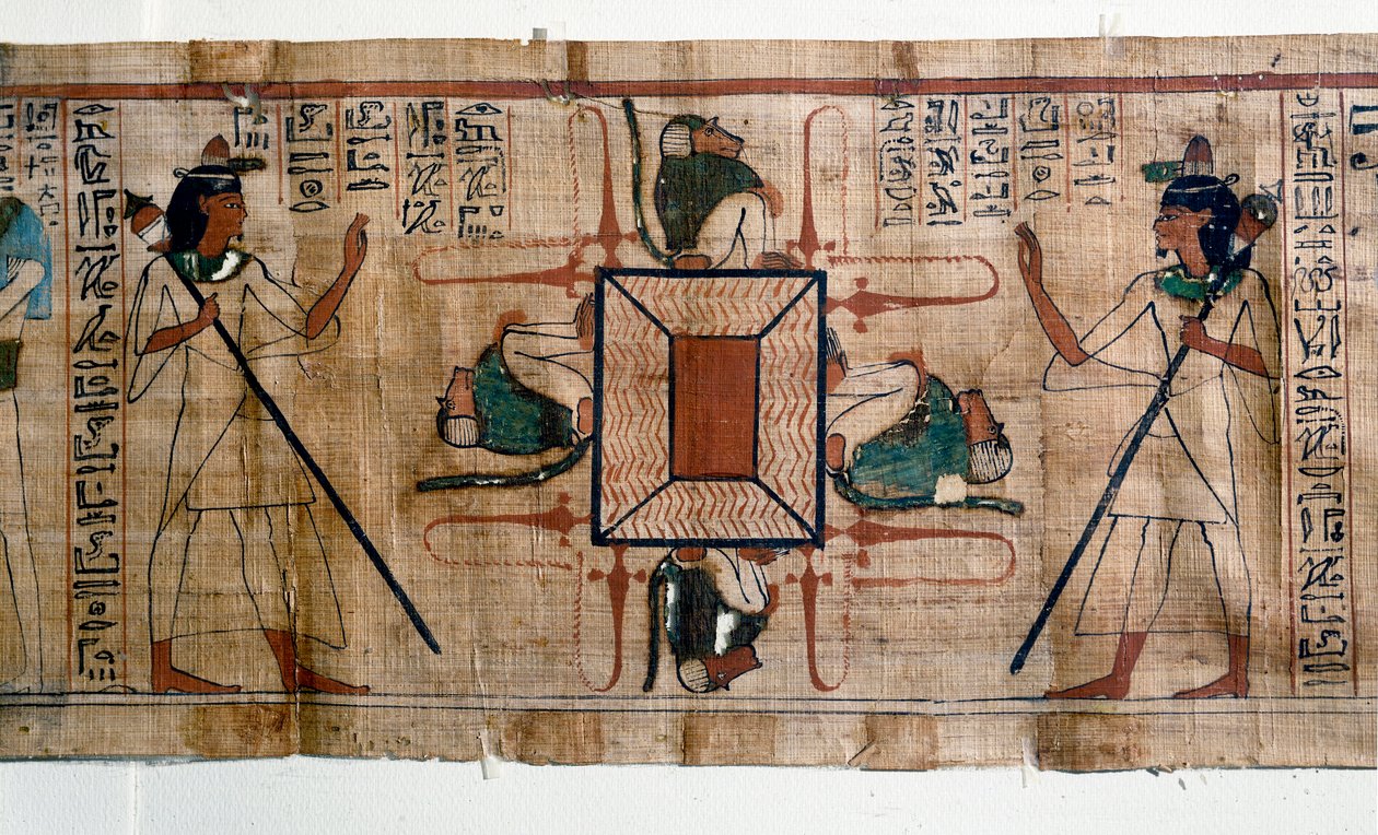 Ägyptische Antiquität: See des Feuers zur Hölle. Papyrus aus einem Totenbuch. 21. Dynastie von Egyptian 21st Dynasty
