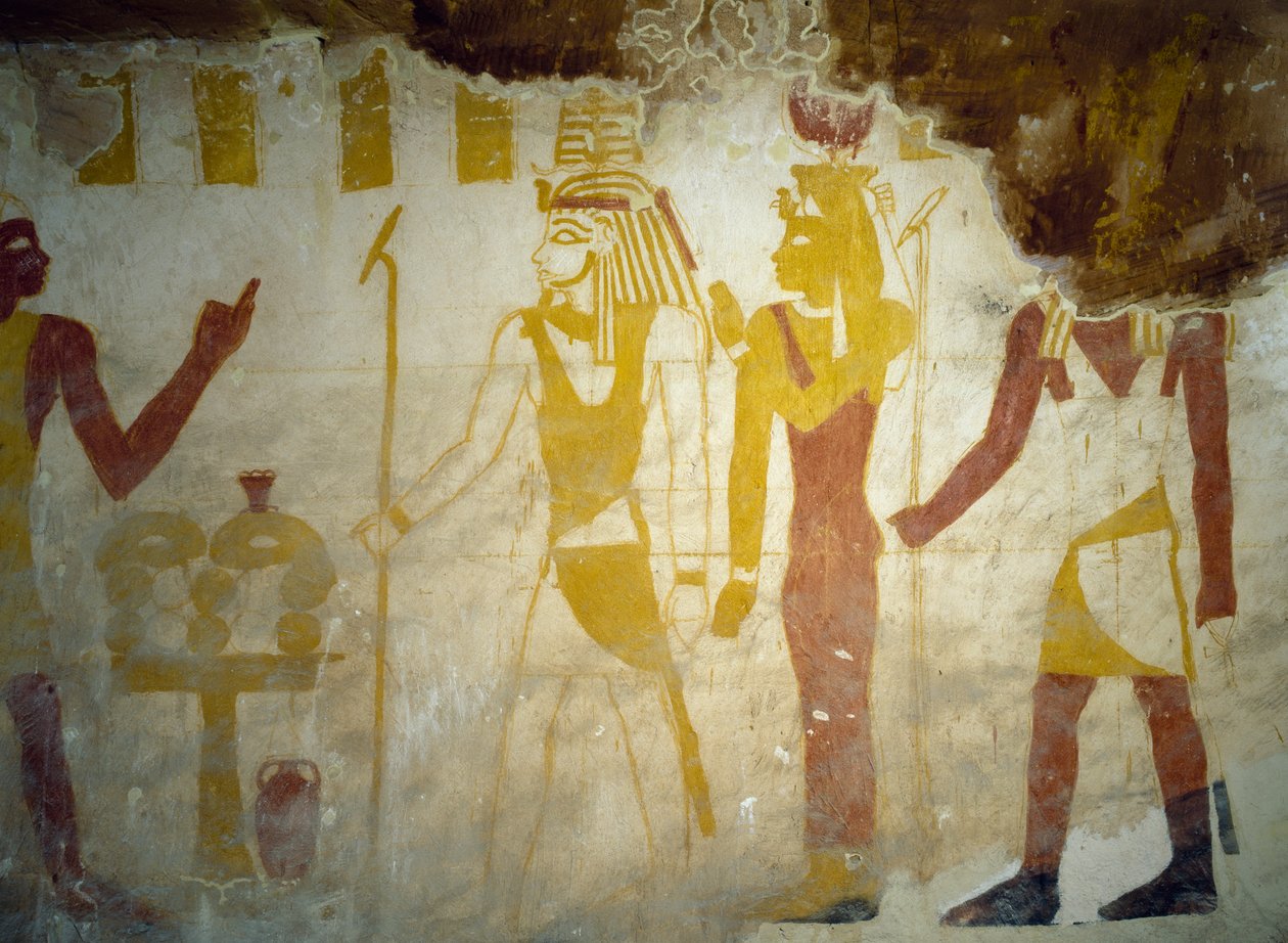 Wandmalereien aus dem Grab von Pa Nentwy, Bahariya-Oase, Gizeh, Ägypten. Ägyptische Zivilisation, 26. Dynastie, 663-525 v. Chr. von Egyptian 26th Dynasty
