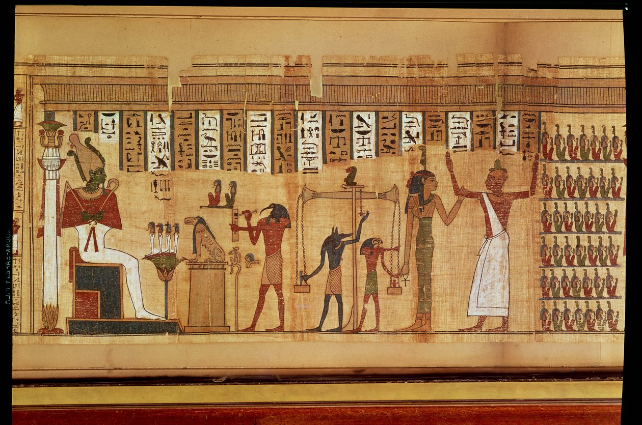 Das Urteil des Osiris, Detail aus einem Totenbuch, Spätzeit (Papyrus) von Egyptian 30th Dynasty