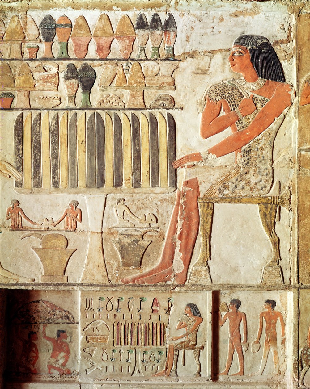 Der Verstorbene vor einem Tisch mit Essen, Ägyptisch, Altes Reich von Egyptian 5th Dynasty