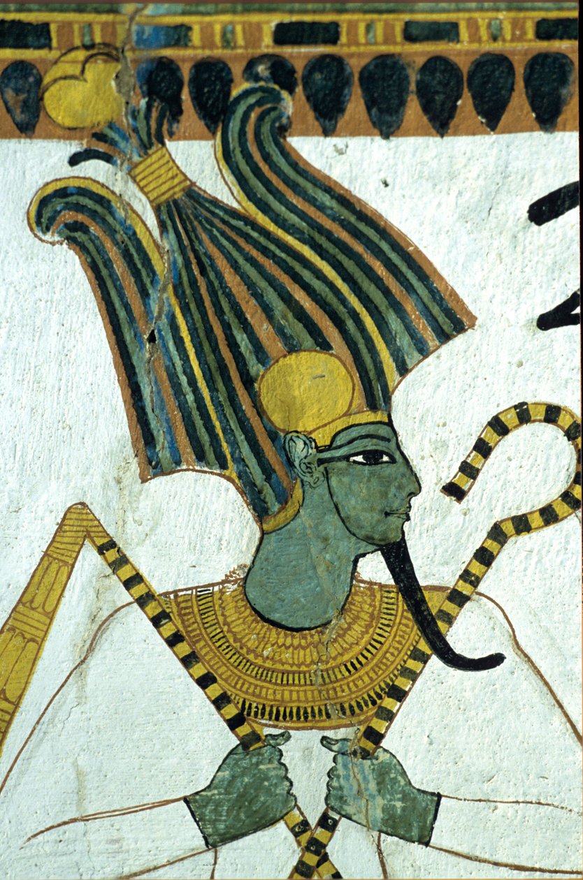 Altes Ägypten, Wandmalerei, Osiris, Herr der Unterwelt, Grab des Sennedjem, Theben, Deir el Medina von Egyptian Egyptian