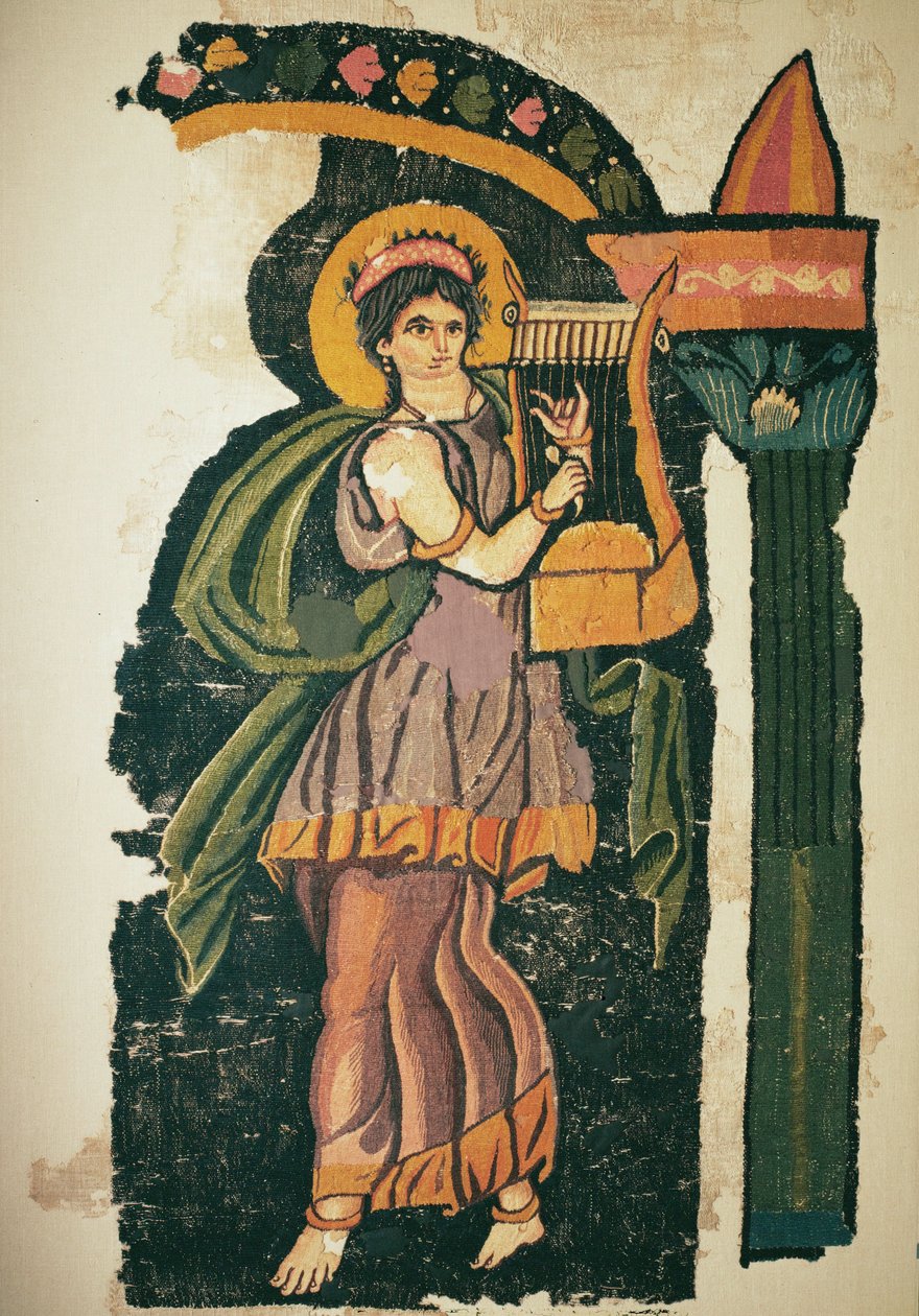 Frau, die eine Lyra spielt, 5.-6. Jahrhundert von Egyptian Egyptian