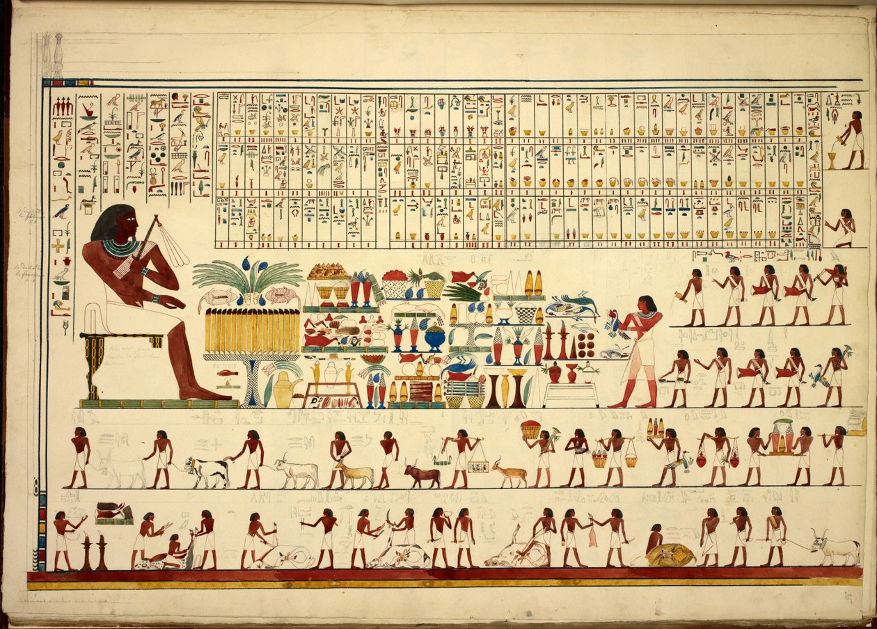 Ägyptische Hieroglyphen, aus Ansichten usw. von Sheikh-Hassan bis Beni-Hassan, Atlas Folio von Egyptian School
