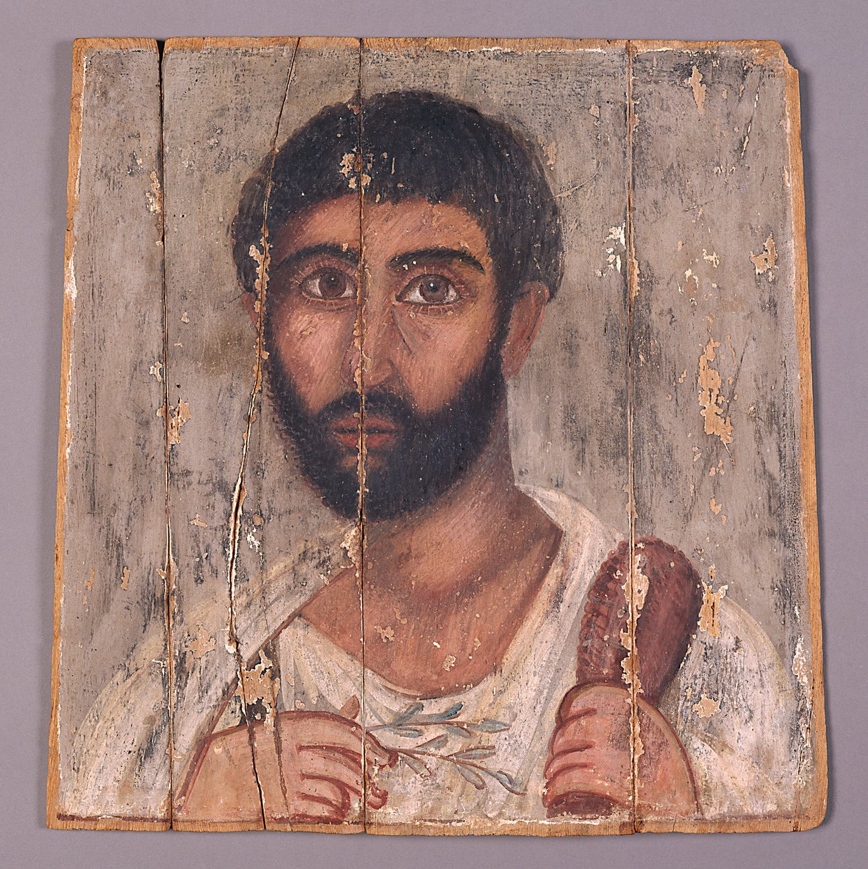 Porträt eines bärtigen Mannes aus einem Schrein, ca. 100 n. Chr. von Egyptian School
