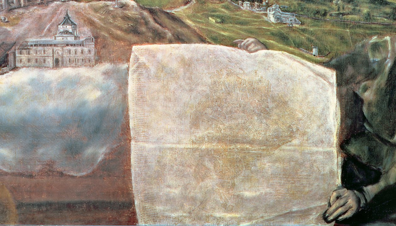 Ansicht und Karte der Stadt Toledo Öl auf Leinwand (Detail) von El Greco