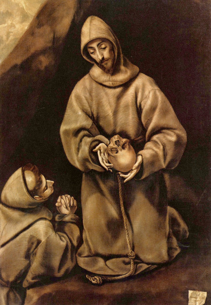 Hl. Franziskus und Bruder Leo, über den Tod meditierend von El Greco