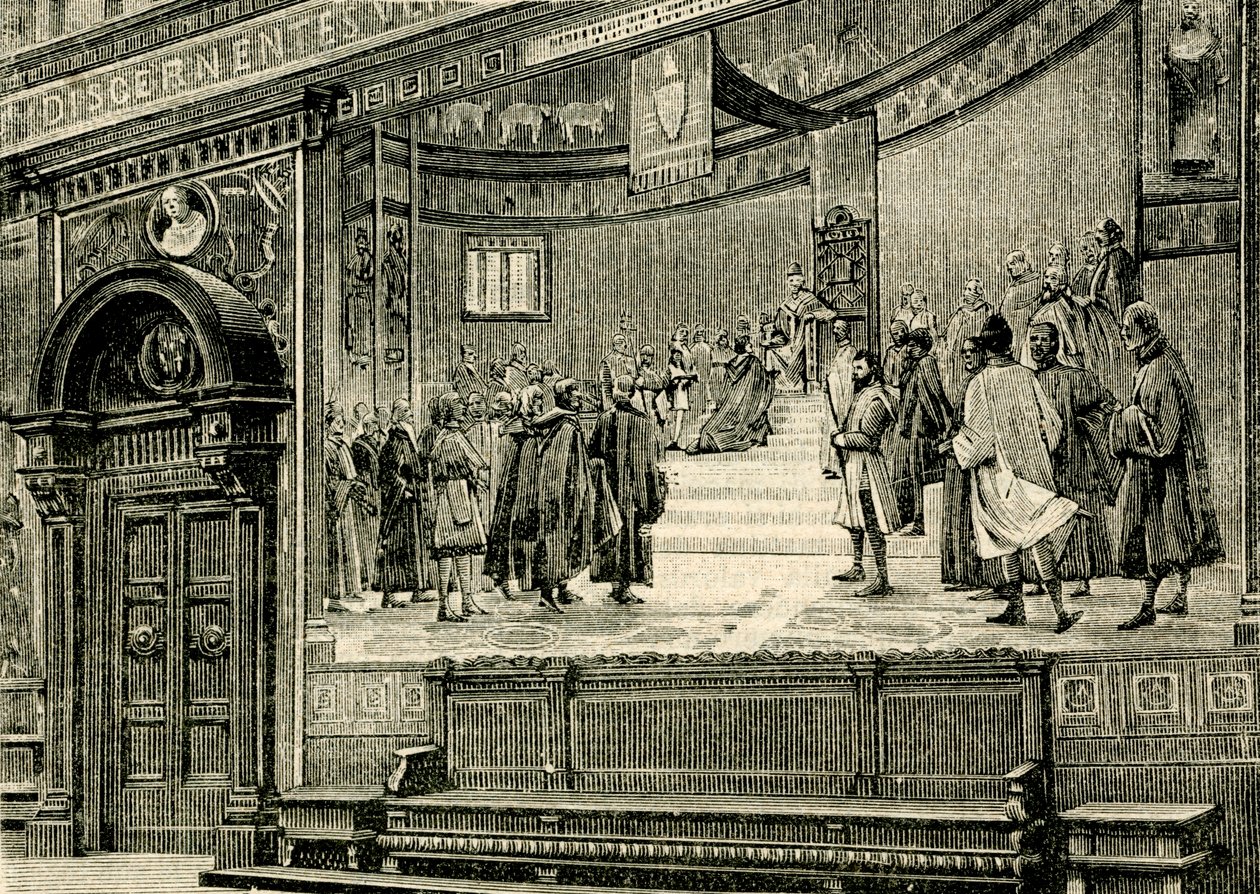 Die Fresken der Großen Halle im Barnabitenpalast, von Elia Bonci (1866-1953), Macerata, Marken, Italien von Elia Bonci