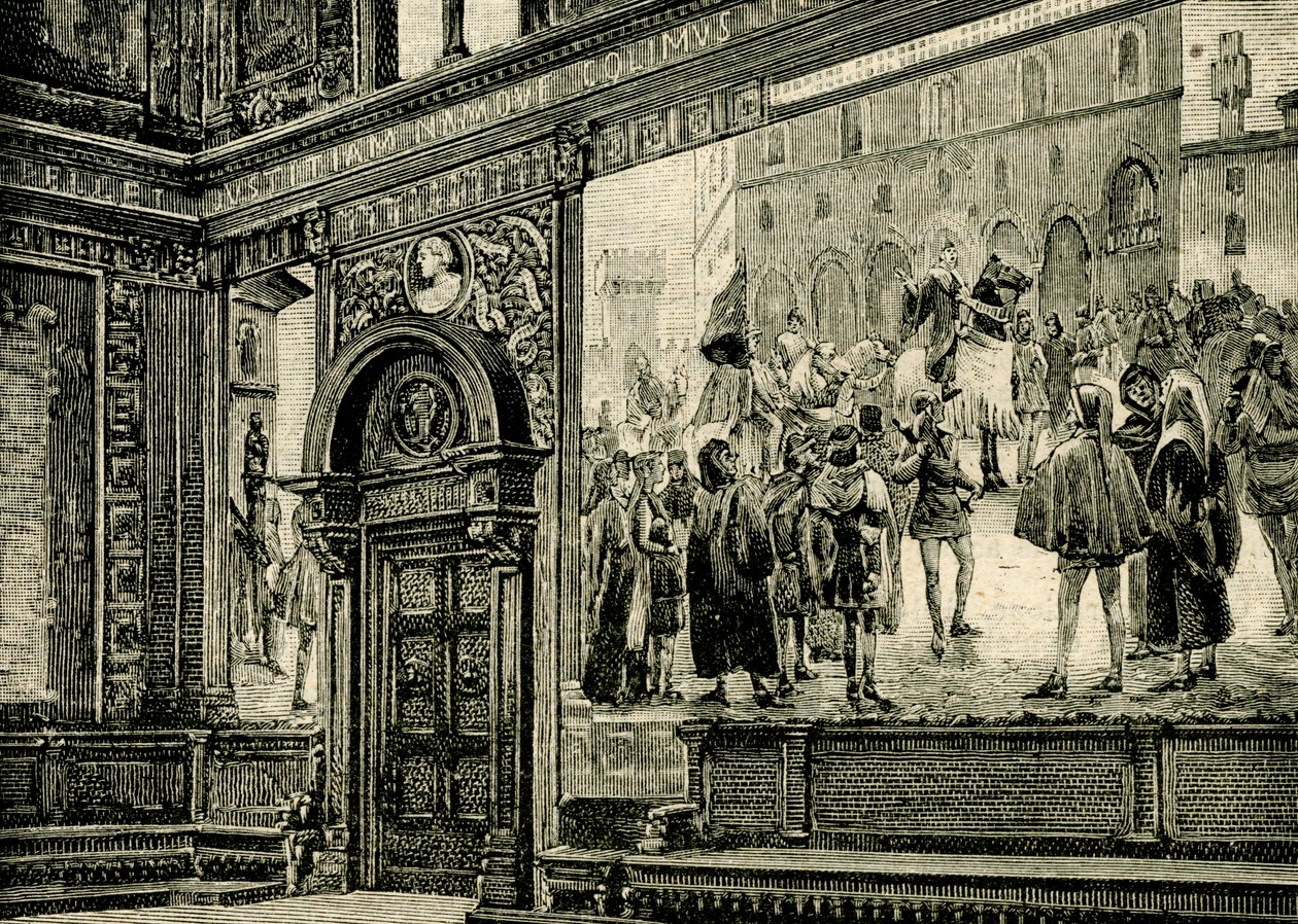 Die Fresken der Großen Halle im Barnabitenpalast, von Elia Bonci (1866-1953), Macerata, Marken, Italien von Elia Bonci