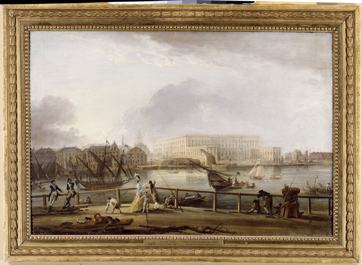 Blick auf das Stockholmer Schloss von der Skeppsholm-Brücke von Elias Martin