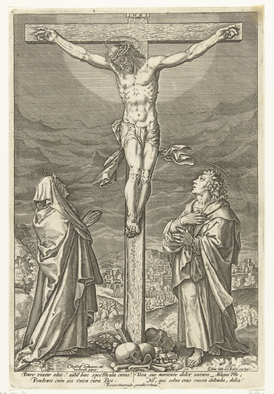 Christus am Kreuz, mit Maria und Johannes dem Täufer von Elias van den Bossche