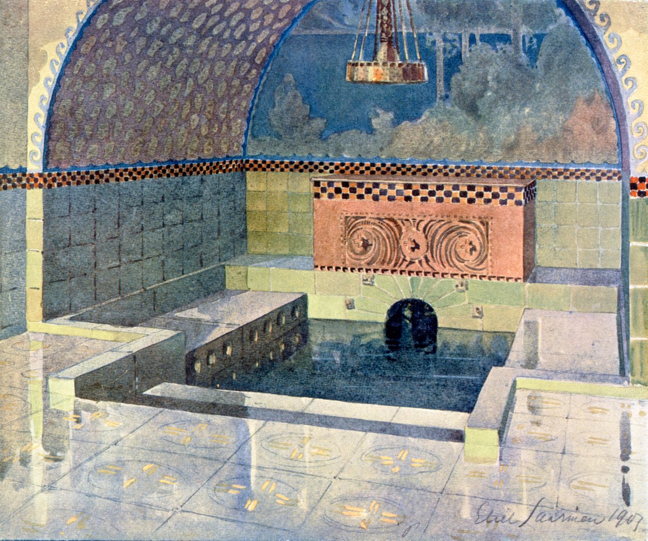 Badezimmer im Landhaus Merijoki, entworfen von Eliel Saarinen, aus 