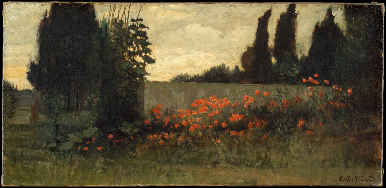 Zypressen und Mohnblumen von Elihu Vedder