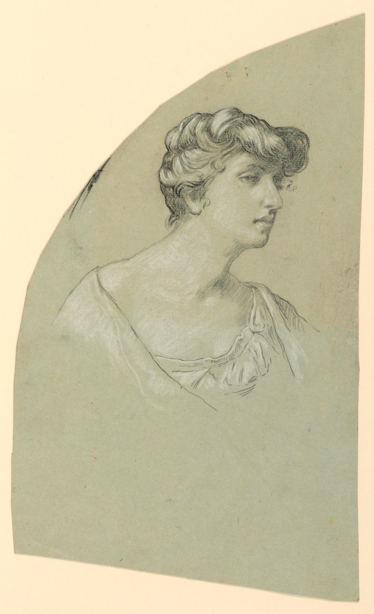 Zeichnung, Porträtskizze einer jungen Frau, ca. 1885 von Elihu Vedder