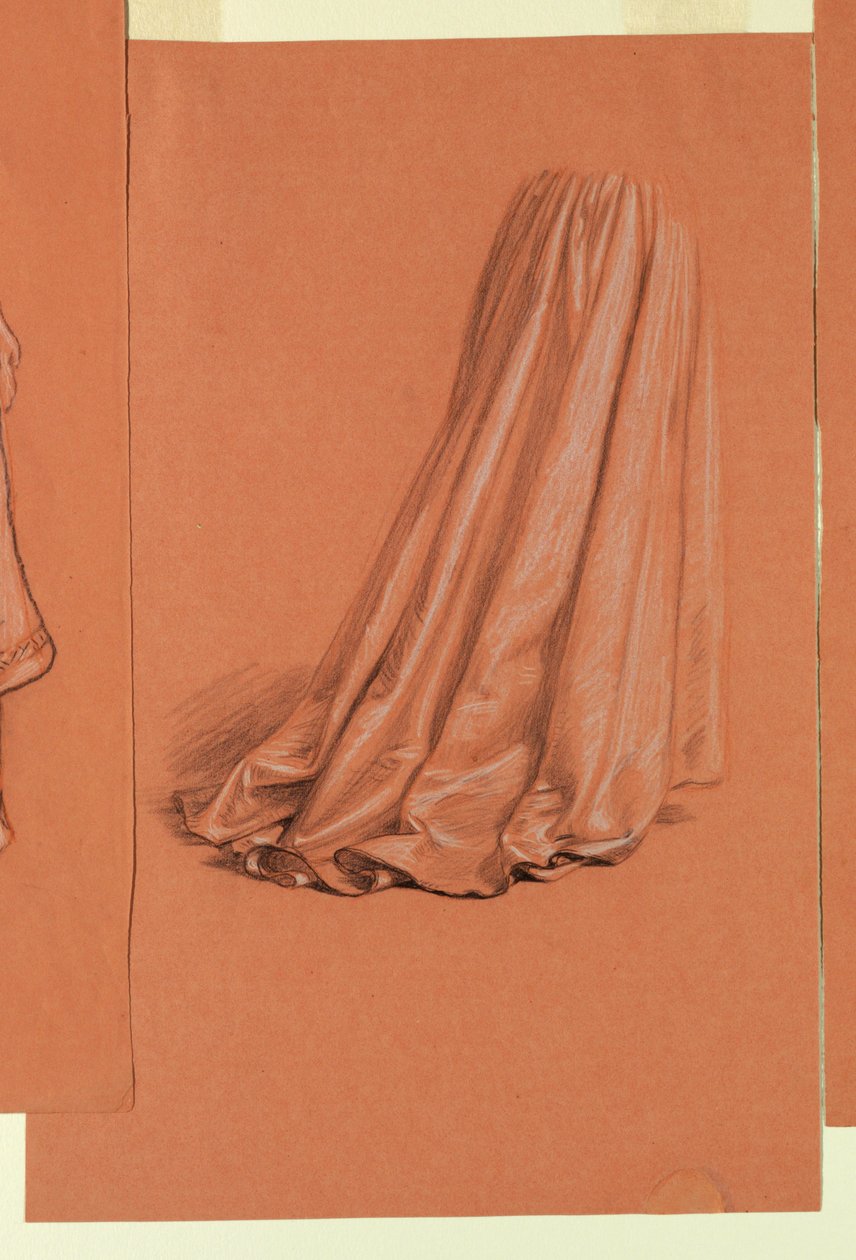 Draperie (Studie für Ölgemälde, "Hochzeitsprozession"), ca. 1872 von Elihu Vedder