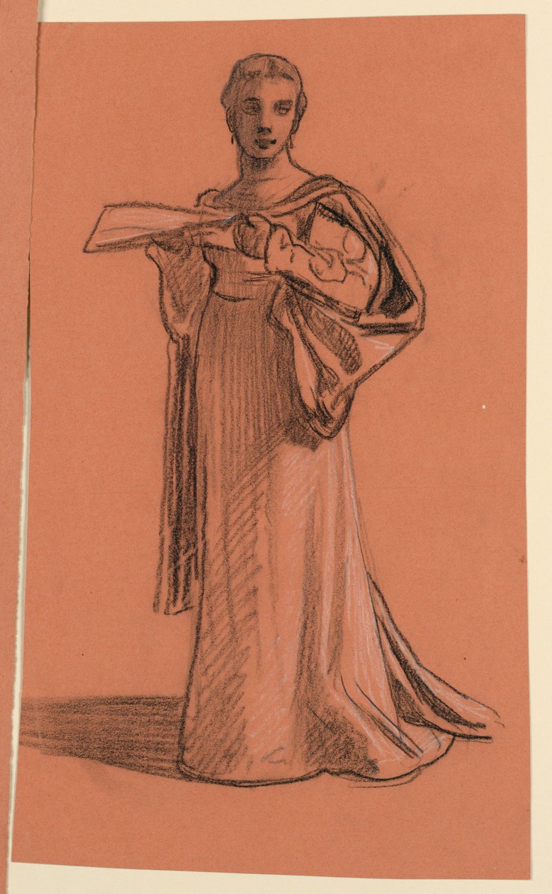 Zeichnung, Studie für Figur in "Hochzeitsprozession" von Elihu Vedder