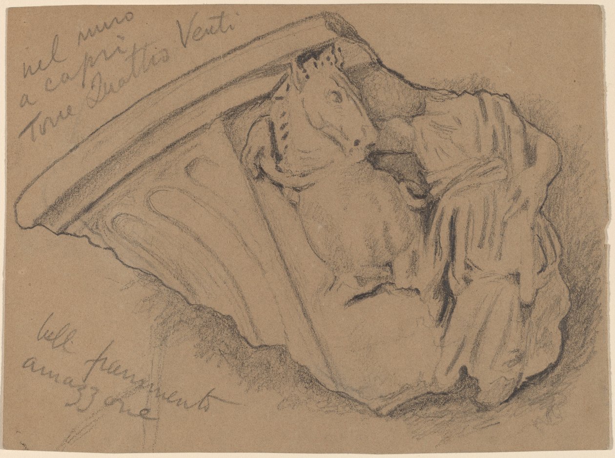 Skizze eines Fragments von einer Wand in Capri von Elihu Vedder