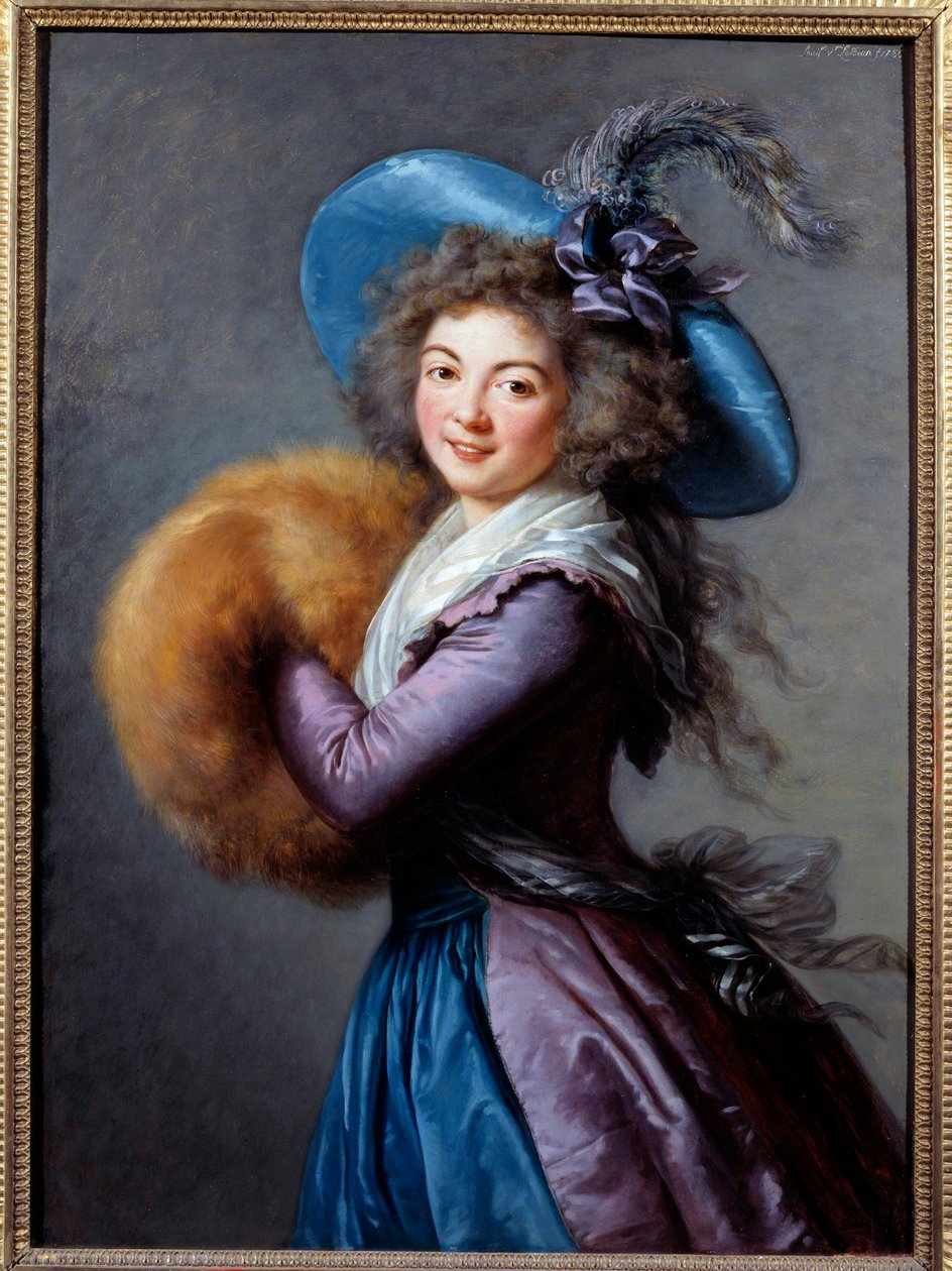 Porträt von Madame Mole Reymond (1759-1833), Schauspielerin der italienischen Komödie. Sie trägt einen Federhut und eine Ärmel. Gemälde von Marie Elisabeth Louise Vigee Le Brun (1755-1842) 1786 von Elisabeth Louise Vigee Lebrun