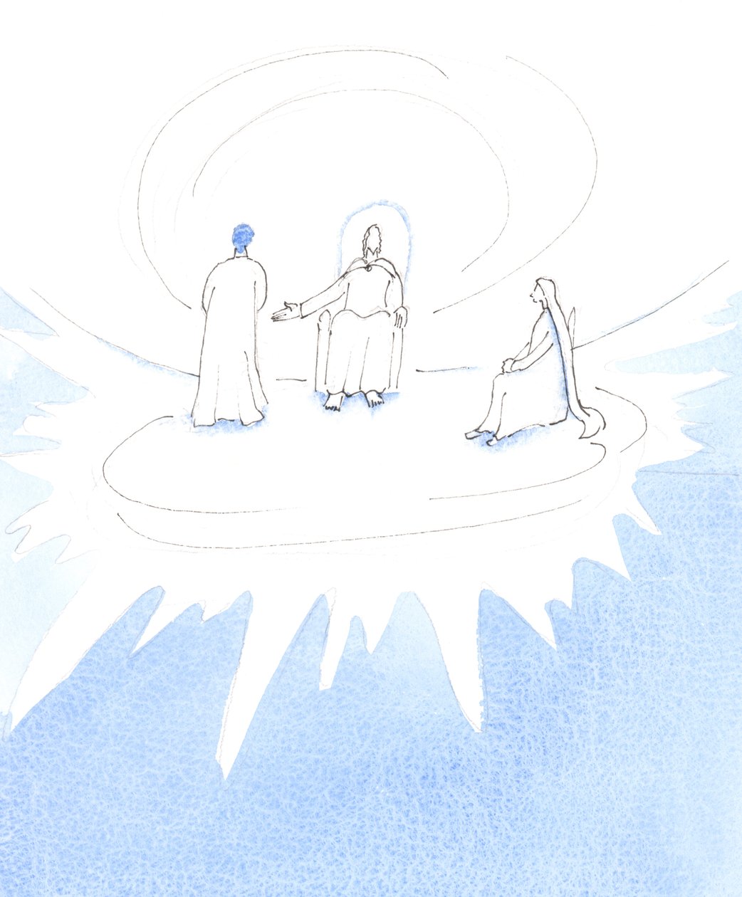 Eine Person, die stirbt und bereit für den Himmel ist, bewegt sich in das Herz der Heiligen Dreifaltigkeit, um in ewiger Glückseligkeit und Erfüllung zu leben, 2005 von Elizabeth Wang