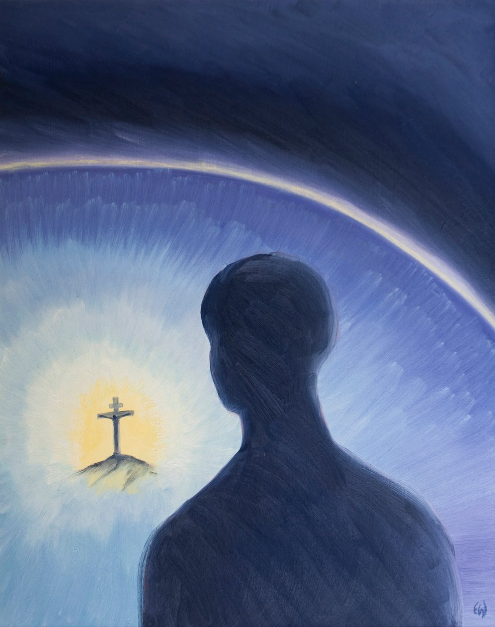 Gott der Vater schaut in Liebe und Bewunderung herab, während Christus bereitwillig litt, um seinen Plan zur Rettung der Sünder zu erfüllen von Elizabeth Wang