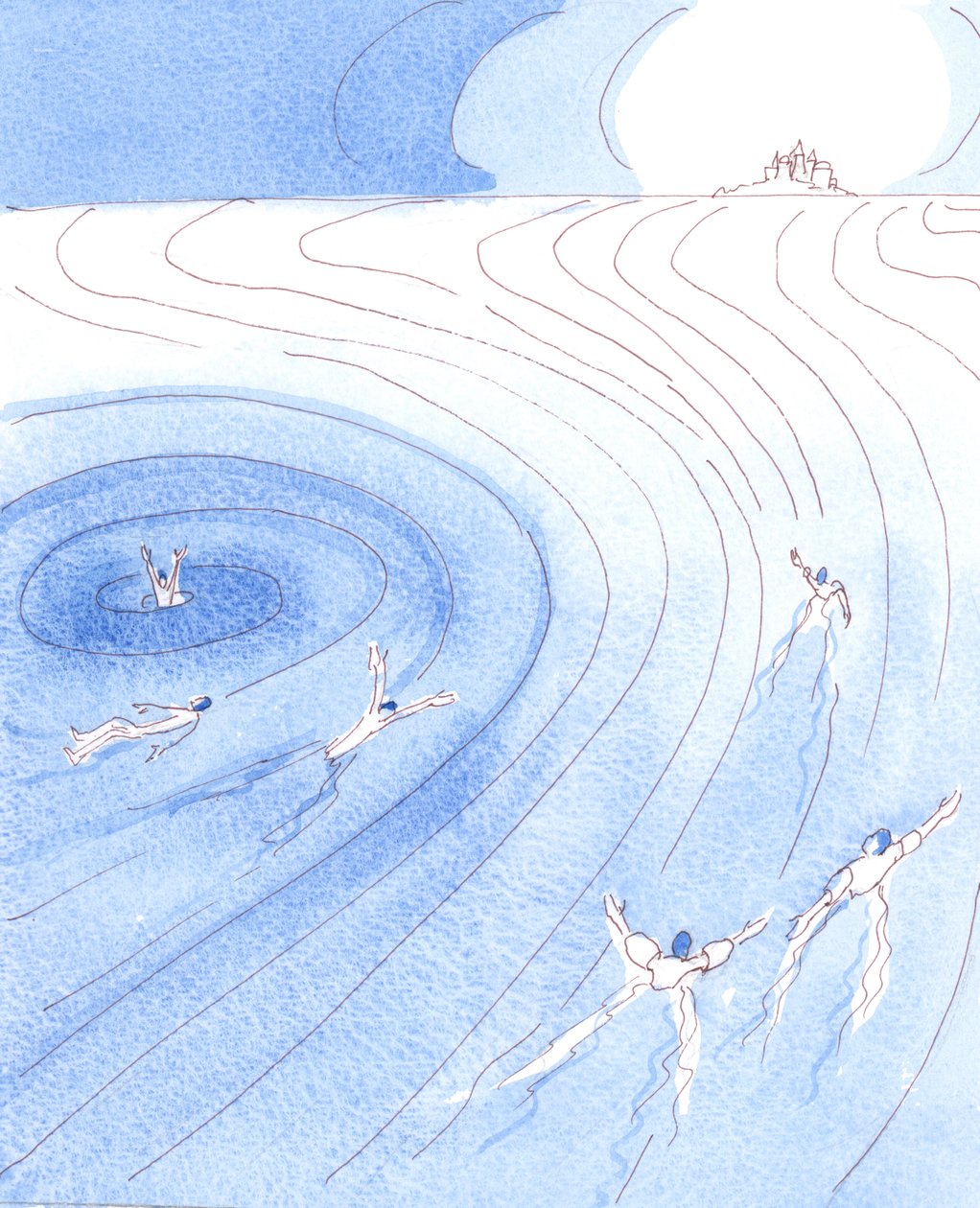 Es ist, als müssten wir, um den Himmel zu erreichen, absichtlich auf den Himmel zielen und gegen die starke Strömung schwimmen, die uns in einen 