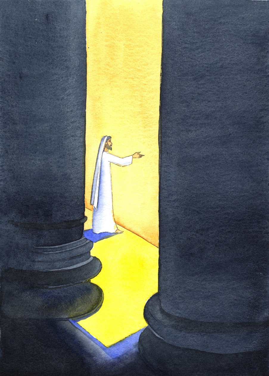 Jesus Christus predigte im Tempel, und die Menschen hingen an seinen Worten von Elizabeth Wang