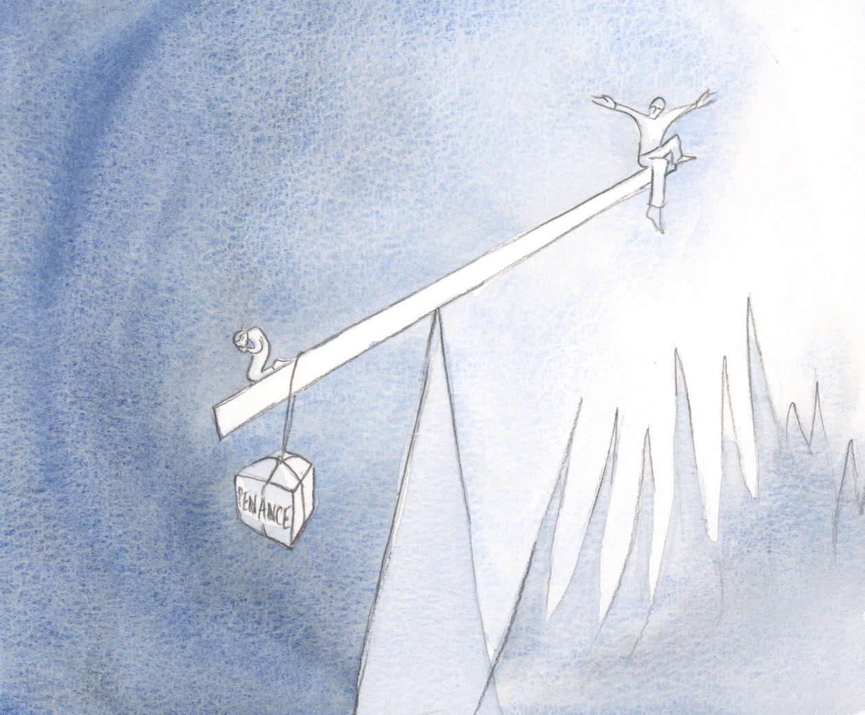 Die betende Person, die alle Prüfungen geduldig im Geist der Buße annimmt, unterstützt und hilft vielen anderen leichtsinnigen Seelen, die durch Sünde gefährdet sind und sich weigern, Gottes Willen zu tun, 2000 von Elizabeth Wang