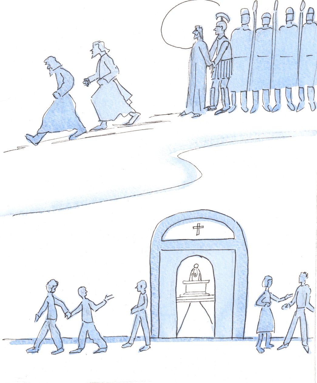 Die Freunde Christi von heute, die sich nicht die Mühe machen, zur Messe zu gehen, handeln wie die Freunde Christi von damals, die wegliefen, als Christus verhaftet und gekreuzigt wurde. von Elizabeth Wang