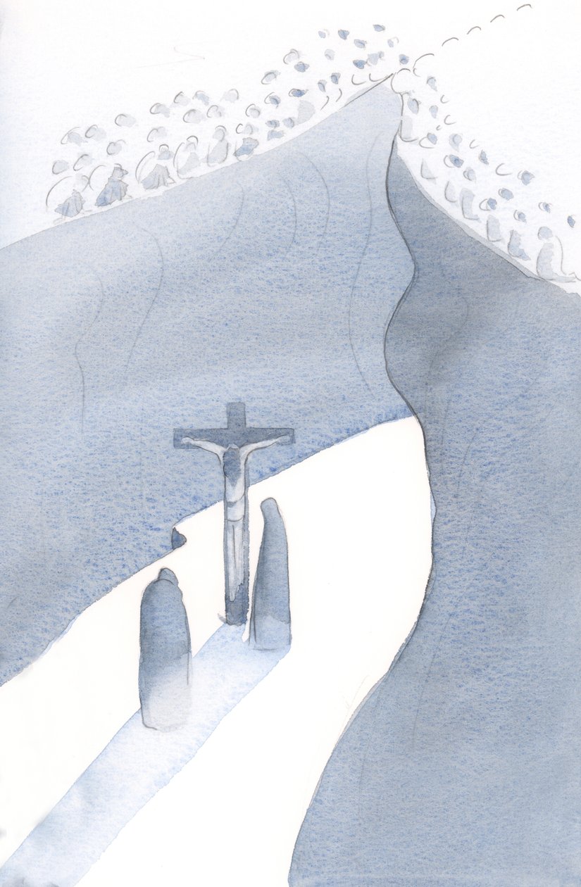 Welch ein Abgrund liegt vor uns bei der Messe, da wir Teil des einen Opfers für die Sünde werden, vereint mit jener vergangenen Zeit, als Christus am Kreuz uns rettete. von Elizabeth Wang