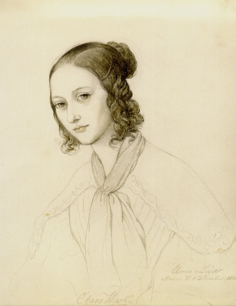 Porträt von Clara Wieck-Schumann 1819-1896, 1836 von Elwine von Leyser