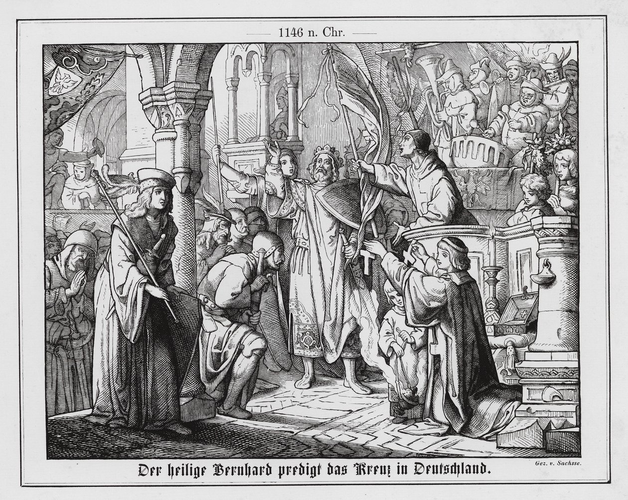 Bernhard von Clairvaux predigt den Zweiten Kreuzzug in Deutschland von Emil Eugen Sachsse