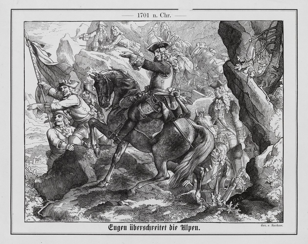 Prinz Eugen von Savoyen und die österreichische Armee überqueren die Alpen von Emil Eugen Sachsse