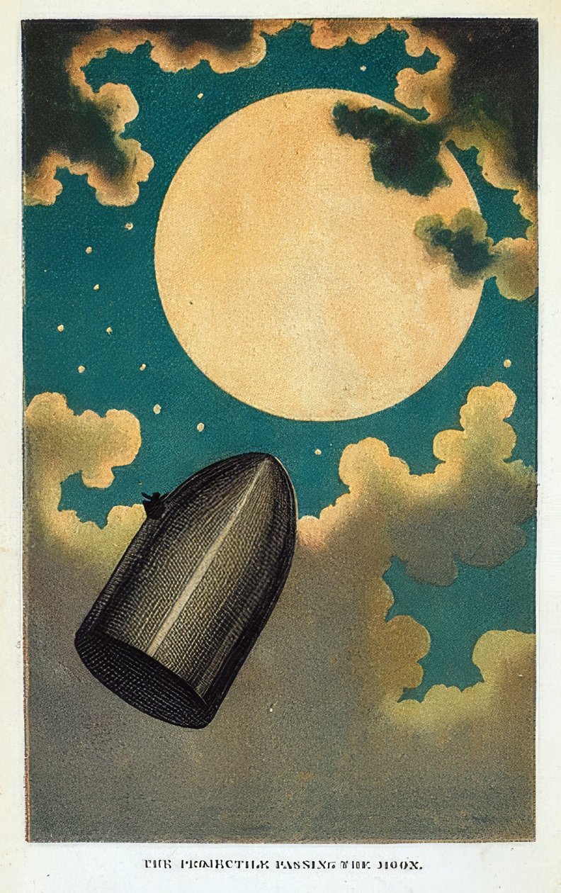 Illustration zum Buch Von der Erde zum Mond von Jules Verne von Emile Antoine Bayard