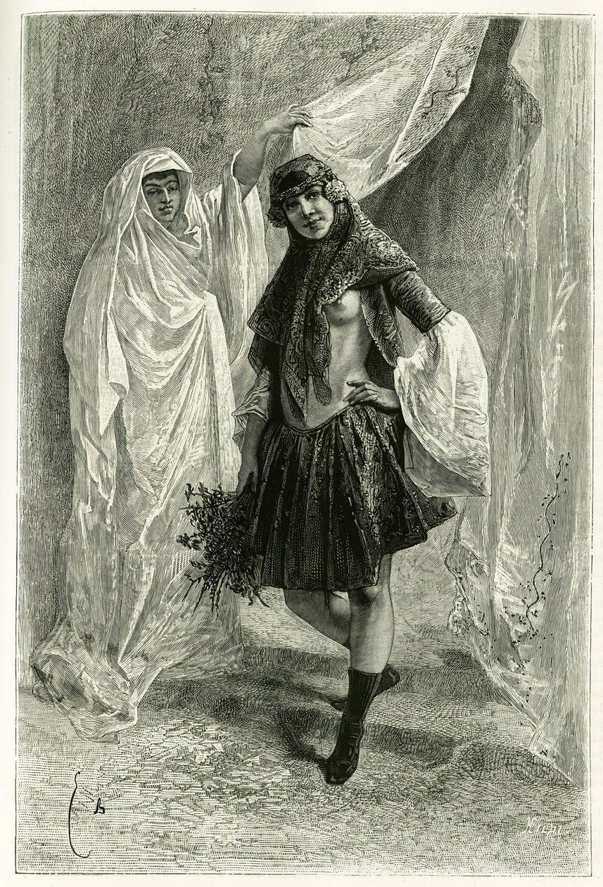 Porträt von Ziba Khanoum, persische Prinzessin. Gravur von E. Bayard, nach einer Fotografie, zur Illustration der Geschichte "Persien, Chaldäa und Susiane" in den Jahren 1881-1882, von Jane Dieulafoy (geb. Magre) von Emile Antoine Bayard