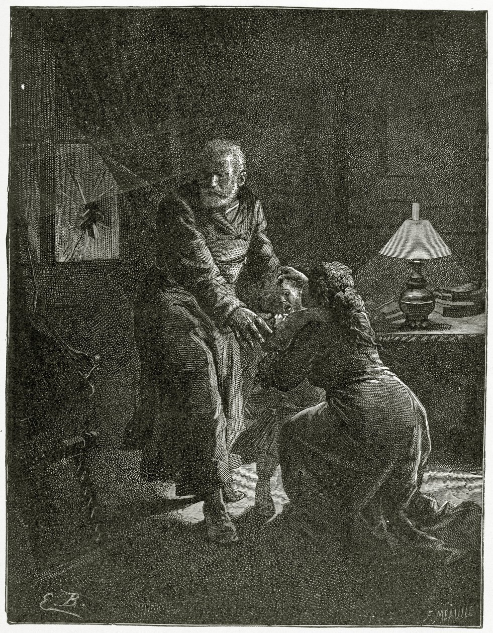 Der nächtliche Angriff Place des Barricades - Illustration aus Depuis l’exil, 19. Jahrhundert von Emile Antoine Bayard