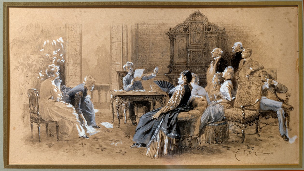 Schriftsteller Alexandre Dumas Jr. (1824-1895) liest seine Werke von Emile Antoine Bayard