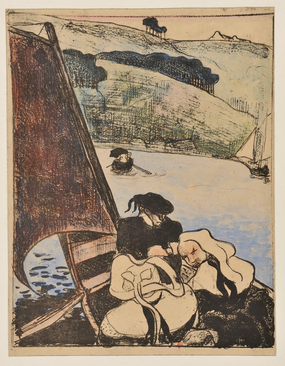 Bretonen im Boot auf der Aven von Emile Bernard