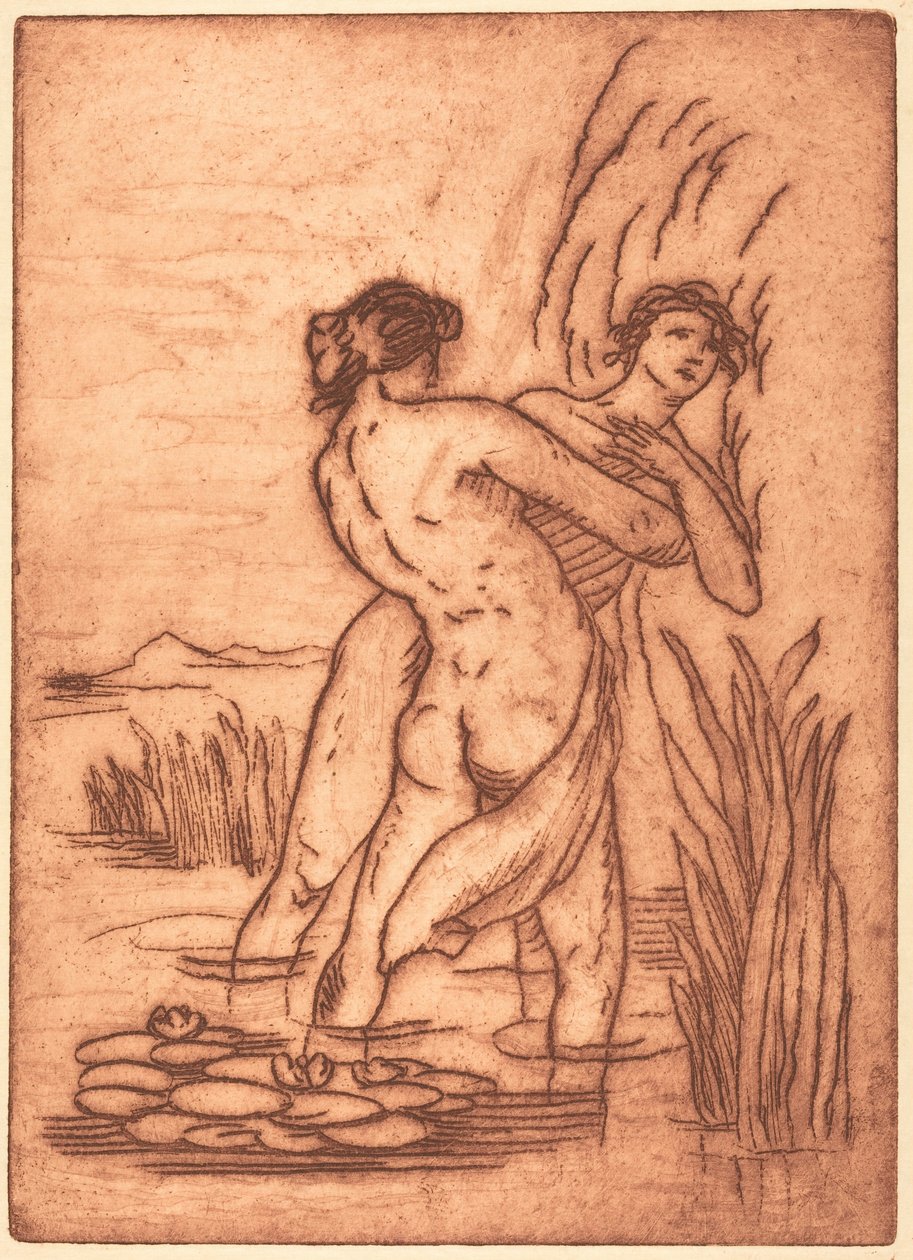 Paar steht im Wasser von Emile Bernard