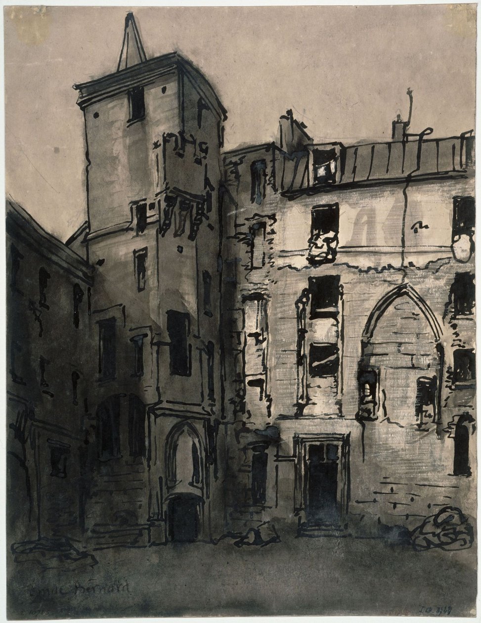 Der Hof des Hôtel de Sens von Emile Bernard