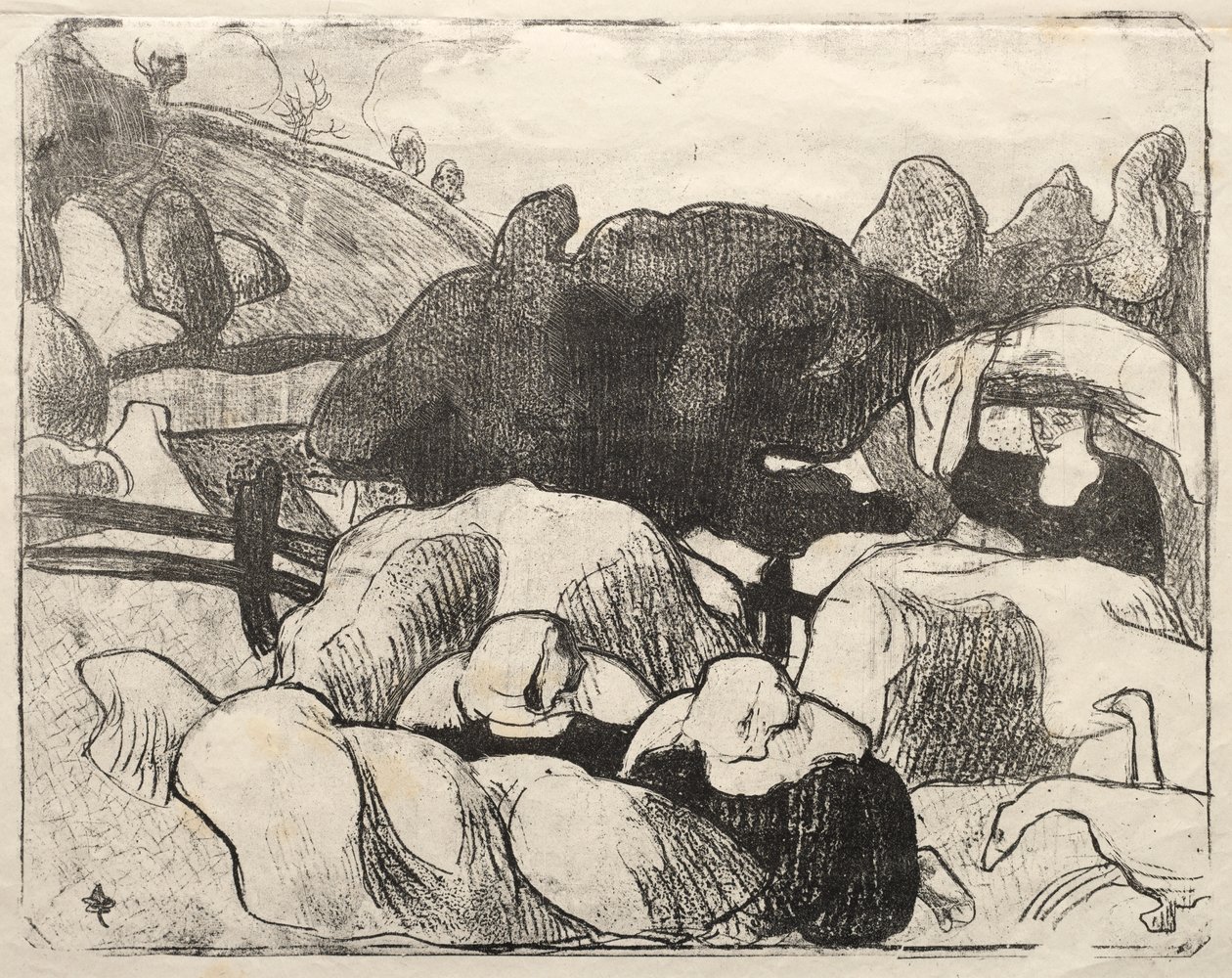 Les Bretonneries: Bretonische Frauen beim Heumachen (Bretonnes Faisant les Foins) von Emile Bernard